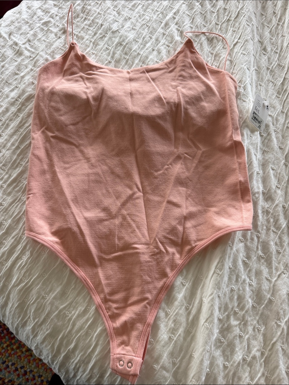 Free People Blush Pink Ribbed Snap-Crotch Bodysuit